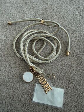DIOR Phone Ring / Strap Gold & White Rope Lanyard with J'ADORE Charms